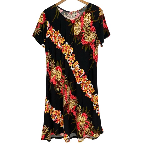 Hilo Hattie Dresses & Skirts - Hilo Hattie Pineapple Midi Hawaiian Dress Luau  Vacation Resortwear EUC